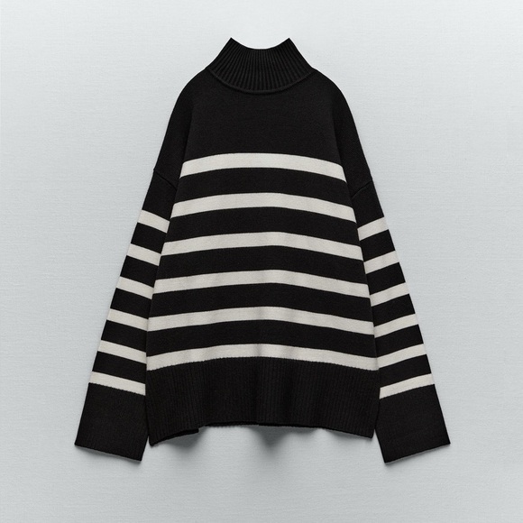 ZARA • Striped Knit Sweater in Black/White - Picture 2 of 12